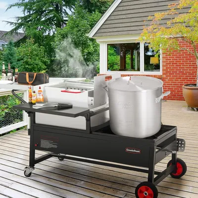 90 Qt Crawfish Boiler and Cooker Combo, 2-Burner Single Sack Propane Gas Seafood Cooker with