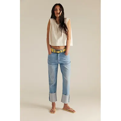 We The Free Isabelle Slim Cuffed Jeans at Free People in Taboo, Size: 28