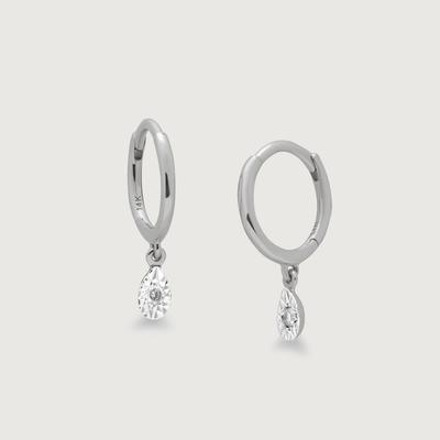 Gold Teardrop Diamond Mini Huggie Earrings Lab Grown Diamond