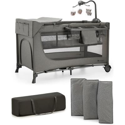 Baby-Reisebett KINDERKRAFT "JOY 2 mit Zubehör", Baby, Gr. Liegefläche B/L: 60cm x 120cm, kein Härtegrad, grau (dunkelgrau), Metall, Kunststoff, Polyester, Babybetten Image