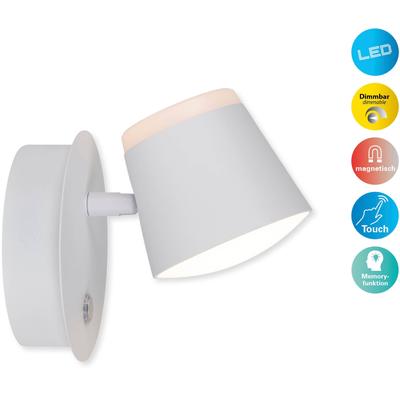 NÄVE LED Wandleuchte "Tondo", weiß, 1 flammig, Ø 8,40cm H: 12,00cm,, Lampen, magnetisch, Akku Aufladung per USB-C Kabel, dimmbar per touch, Memory Image