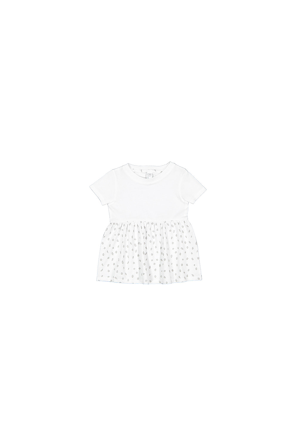 Rabbit Skins RS5330 Infant Fine Jersey Dress Top in White/White Spot size 12M | Cotton 5330