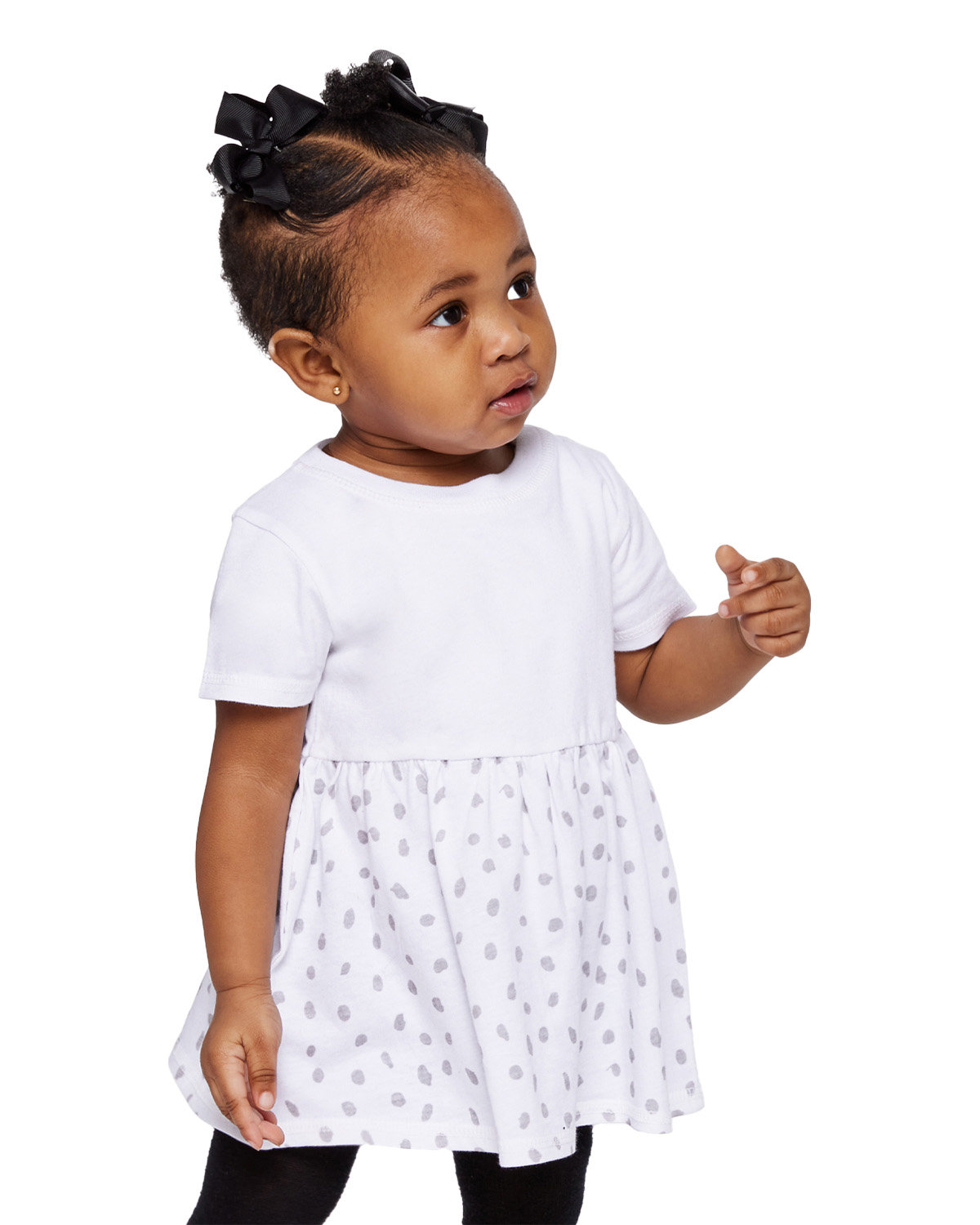 Rabbit Skins RS5330 Infant Fine Jersey Dress Top in White/White Spot size 6M | Cotton 5330