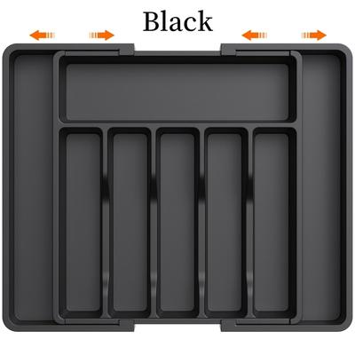 TEMU Silveryware 1pc Expandable Drawer Organizer - Adjustable Plastic Utensil Tray For Kitchen, Flatware, Cutlery, Spoons, Forks, Knives Storage Image