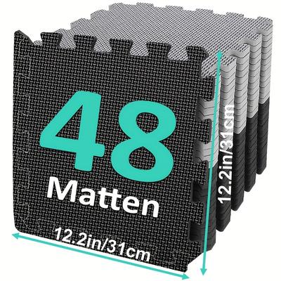 TEMU Interlocking Floor Mats, 12.2inx12.2in Play Workout Mat, Puzzle Exercise Mat With 48 Eva Foam Floor Tiles, Gym Flooring For Home Gym, Gym Floor Mat For Workout Equipment Image