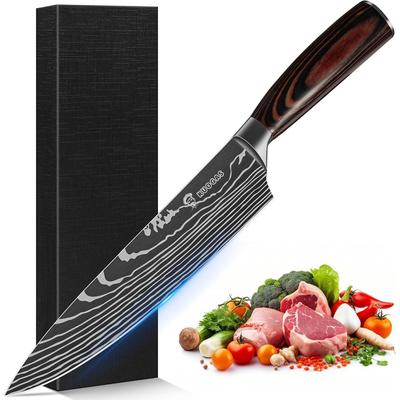TEMU 's Knife, 20cm High-carbon Stainless Steel Kitchen Knife With Ergonomic Handle, Meat With Gift Box (style 2) Image