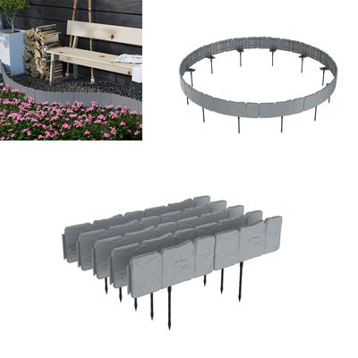 TEMU 7.5m/10m Lawn Edging Plastic Bed Edging With Ground Spikes Bed Edging Stone Look Mowing Edging For Flowers Garden Fence Image