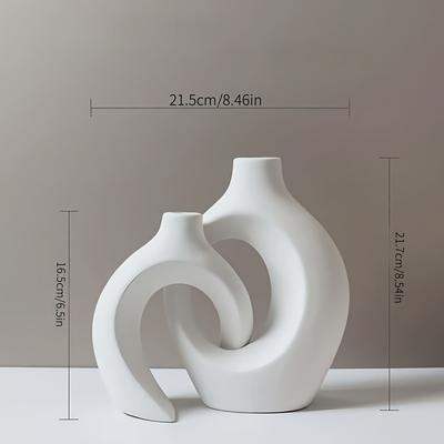 TEMU Combination Vase Set 1pc - Vase Filling, Modern Striped Plastic Vase, Suitable For Fresh And Dried Flowers - For Living Room Decoration And Desktop Display Image
