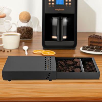 TEMU Compact Black Stainless Steel Coffee Knock Box With Anti-slip Base & Heat Dissipation - 28 X 5cm, Ideal For Home, Cafe, Office, And Espresso Machines Image