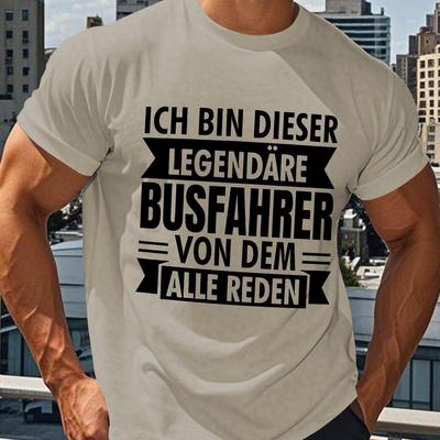 TEMU German Bus Driver Men's Short Sleeve T-shirt Summer T-shirt Top Image