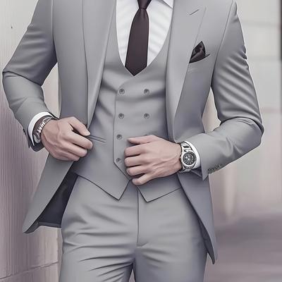 TEMU Men's Suit Set Simple And Comfortable Classic Dressing Wear High-end Wedding Groomsmen Interview Party Casual Activity Sports Festival Gift Image
