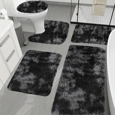 TEMU 5pcs Mixed Color Fuzzy Bath Mat Set For Bathroom, Shower Area Decoration, To Shower Safety Image