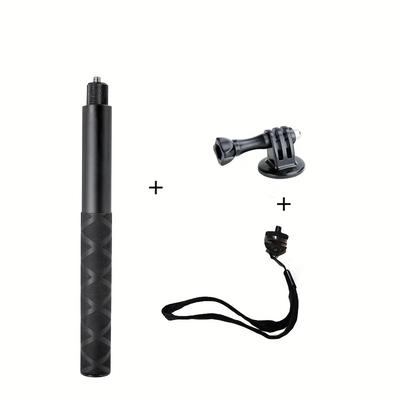 TEMU 120cm Aluminum Alloy Telescopic Invisible Selfie Stick, Compatible With 360insta X4 X3 Dji Action5/4/3 11/10, Includes Wrist Strap And Mounting Adapter.