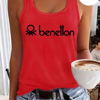 TEMU 1pc Women's Quick-dry Sleeveless Vest - Vibrant Pink With White Logo Print, Lightweight Sporty Yoga Top For Gym, Casual Summer Wear, Machine Washable, Ideal Gift, Gym Clothes Image