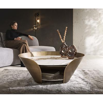 DELIFE Couchtisch Skafi 100x40 cm Keramik Minas Melange Metallic Gold, Couchtische Image