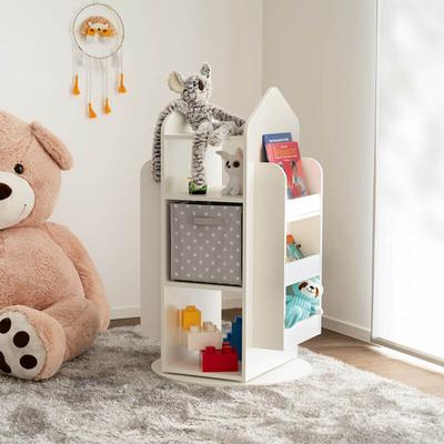 Kinderregal drehbar juna - 60 x 60 cm Weiß Farbe Weiß Spielzeugregal Kinderbücherregal Image