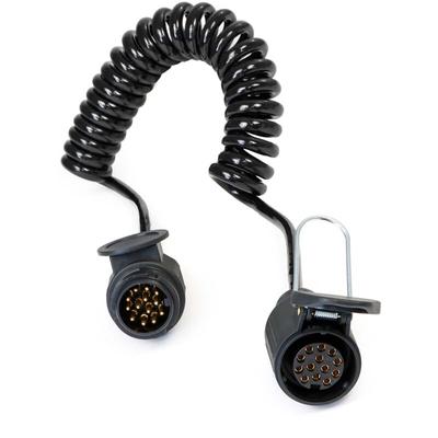 Wiltec - 13-poliges Spiralkabel 3 m, Anhängerkabel pvc, robustes Elektrokabel Stecker und Buchse, Image