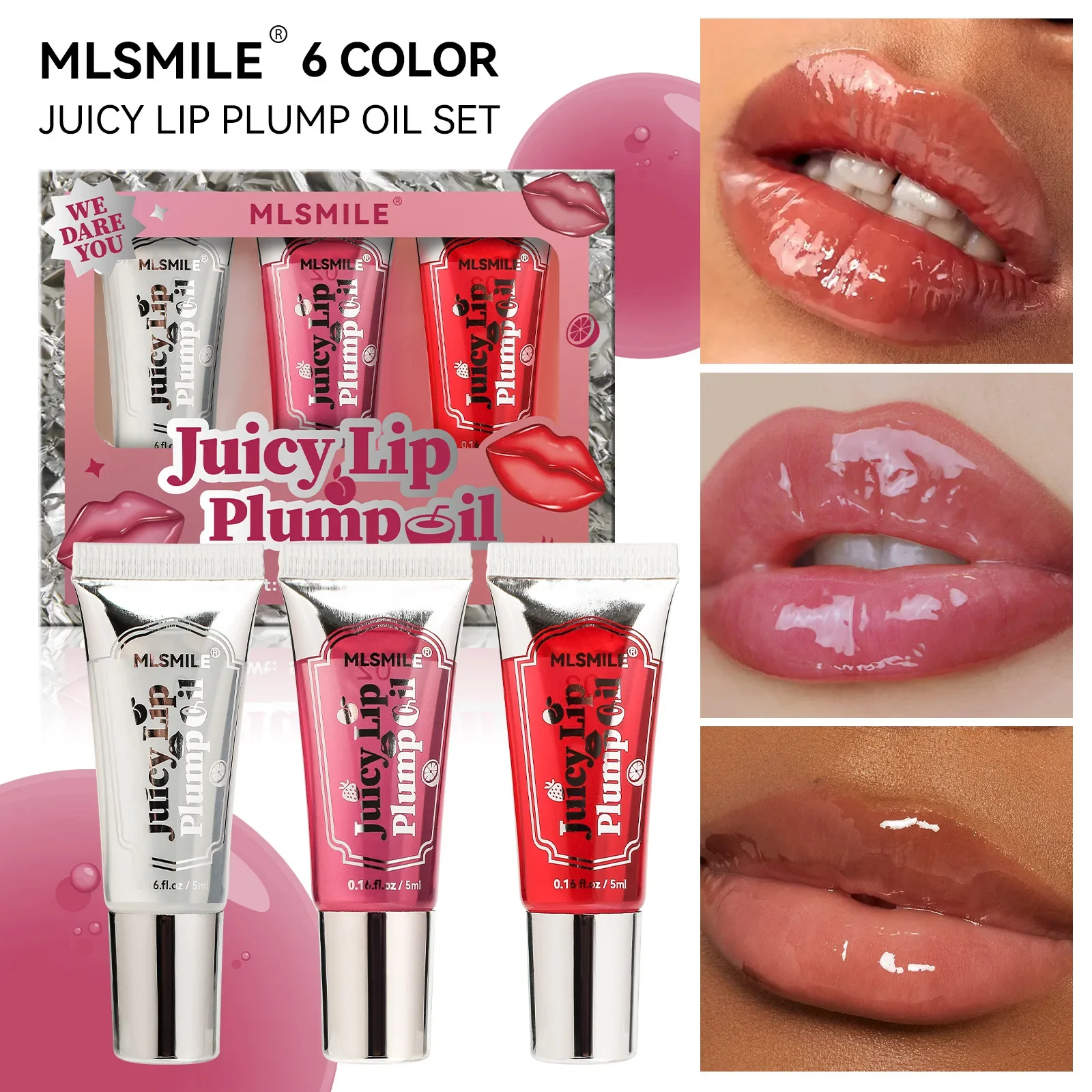 3 teile/satz Saftige Plumping Lip Öl Set Feuchtigkeitsspendende Frucht Lip Öl PlumpTransparent Fülle Weichen Schlauch Make-Up Schönheit Lippen Pflege Image