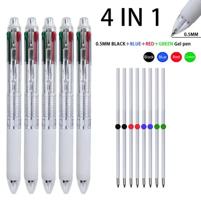 Multicolor Retractable Ballpoint Pen 0.5, 4-in-1 Colored Pens Fine Point Ballpoint With Long-Lasting Ink Pens for Journaling