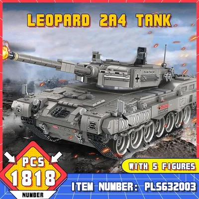 PLS632003 1818Pcs Ziegel 1/1 Leopard 2A4 Tank Modell Bausteine/Militär Kampf Panzer Fahrzeug Modell/Spielzeug Geschenk für Jungen Image