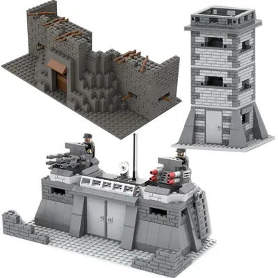 Abnehmbare 3-lagige Blockhausblöcke WW2 Militärischer Bunkerrevolver Bausteine Spielzeug für Kinder Image