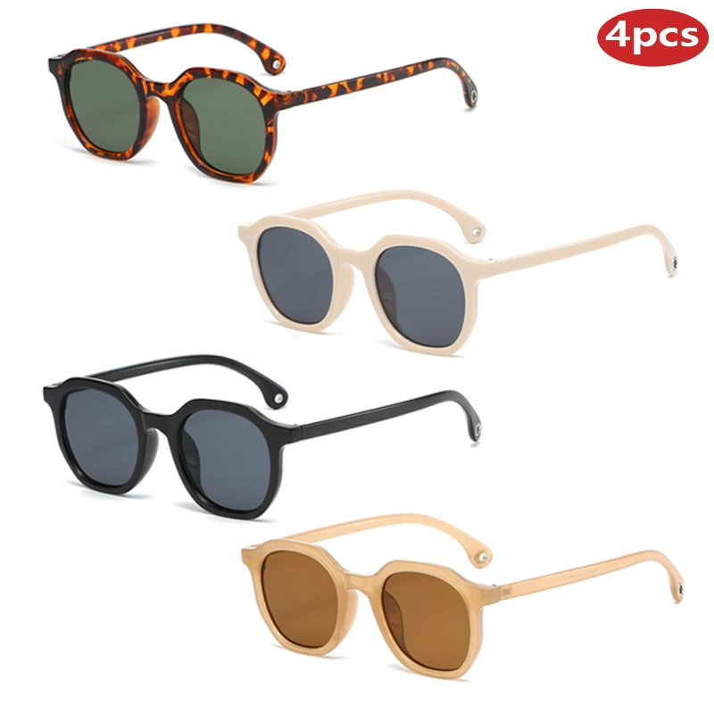 Auto Sonnenbrille 4 stücke Klassiker Oval Sonnenbrille Frauen Trendy Marke Designer Grün Leopard Sonnenbrille Weibliche Fahren Brillen Image
