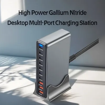 Neues Desktop-Ladegerät 765 W GaN 3.0 USB-C PD-Ladegerät 10-Port 7C3A Schnellladung für Mobiltelefone und Tablets tragbar
