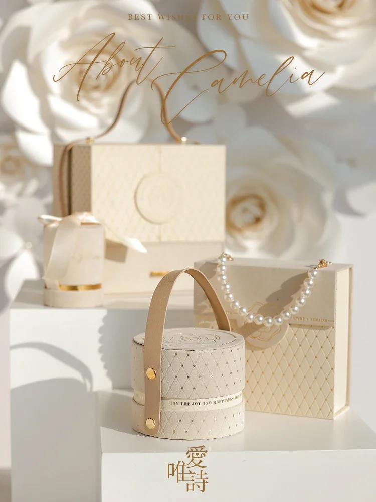 Champagner Goldene Hochzeit Geschenkbox Hochzeit Süßigkeiten Box Handbrautjungfer Hand Geschenk leere Verpackung Image
