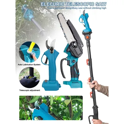 3 IN 1 Brushless Telescoping Pole Electric Chainsaw 3500W High Branch Scissor Gardening Power Tool For 18V Battery