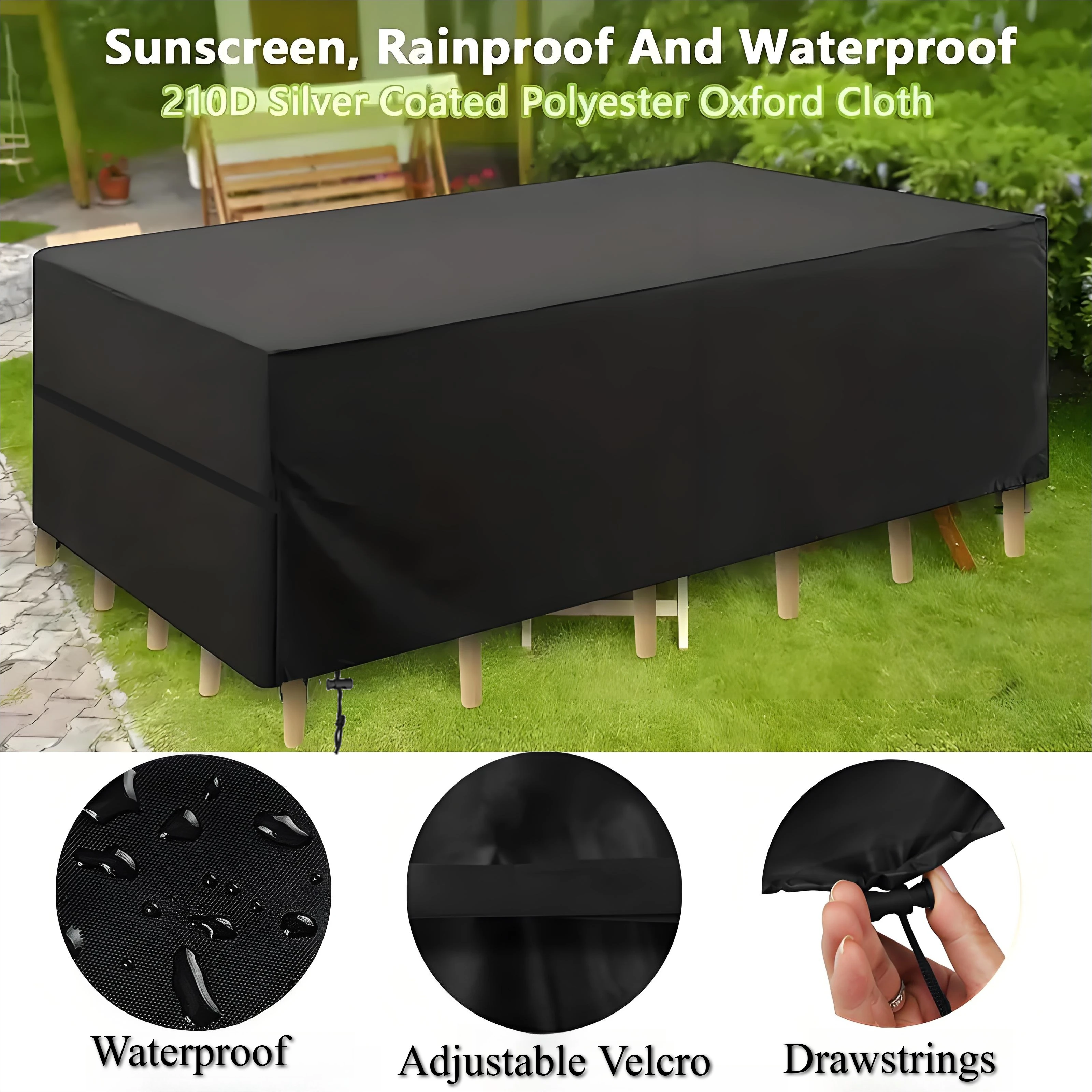 Gartenmöbelabdeckung, wasserdicht und winddicht, UV-Block, 210D Oxford-Stoff, Schutzhülle für Gartentisch Image