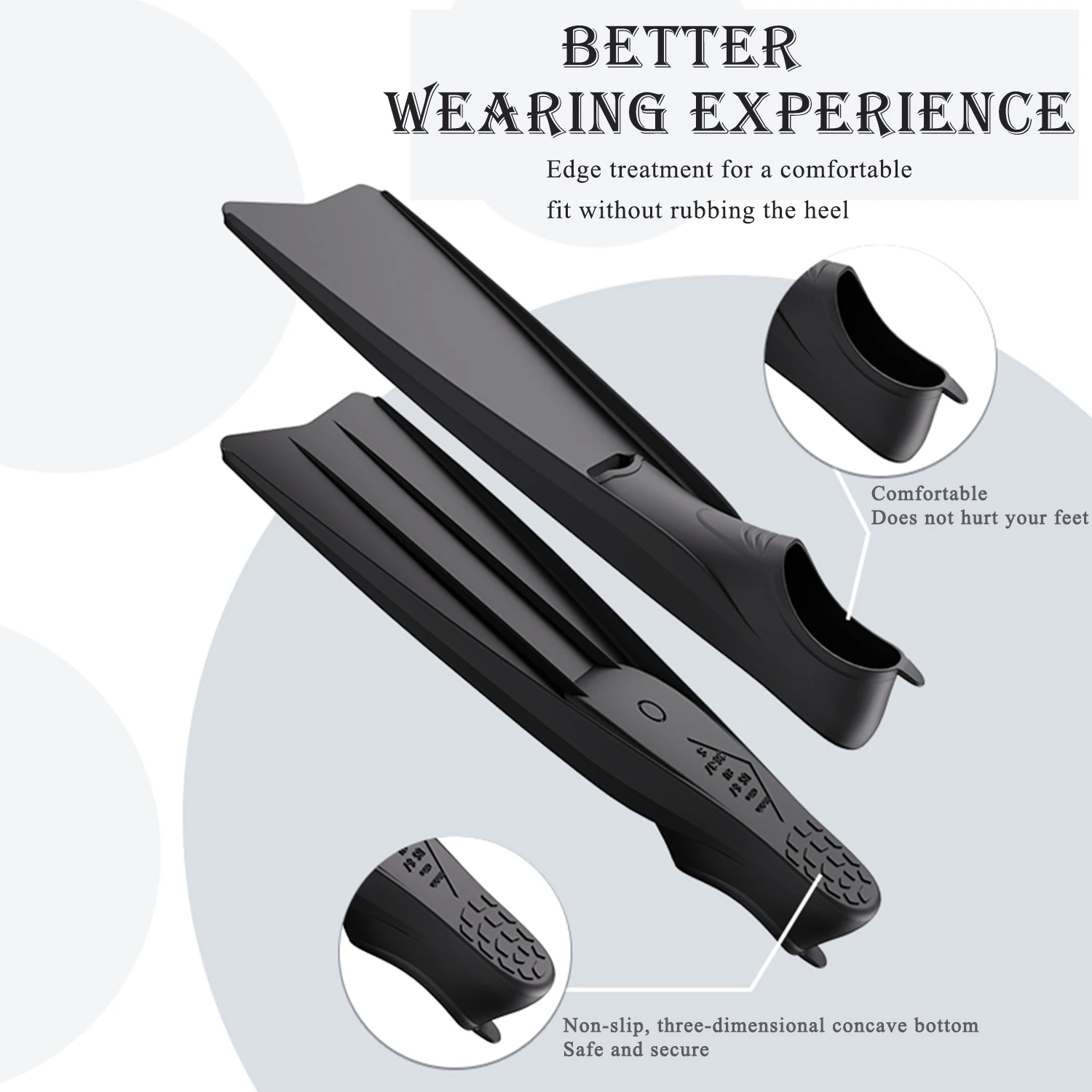 Lange schwimmende Schwimmflossen, Trainingsflossen für alle Altersgruppen, verbessert die Kick-Technik, Körperposition zum Schnorcheln, Tauchen, Erwachsene, Männer und Frauen Image