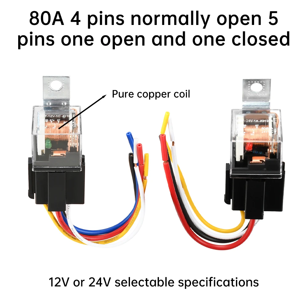 Wasserdichtes Fahrzeug relais 4-polig 5-polig 2-polig Kupfer füße Auto relais buchse Autos teuer gerät 40a/80a Hoch leistungs schalt gerät Image