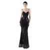 Jerseykleid MODA MINX "Gabrielle", Damen, Gr. M, EURO-Größen, schwarz, 100% Polyester, unifarben, elegant, lang, ohne Ausschnitt, ohne Ärmel, Kleider, mit bodenlangem Schnitt
