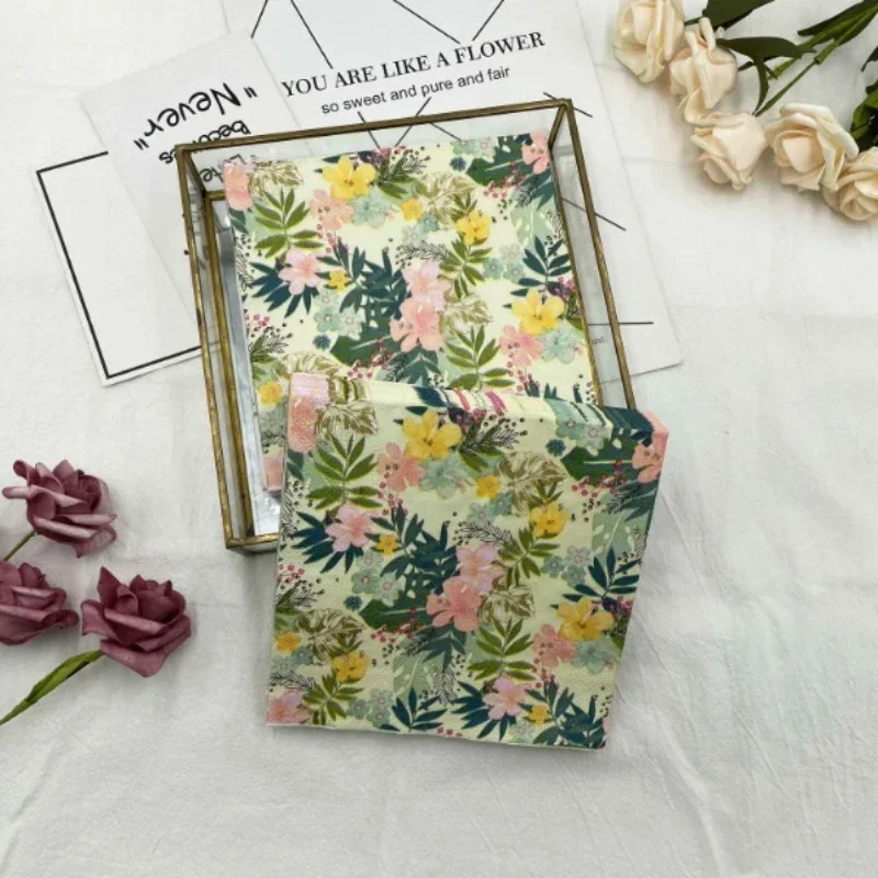 20pcs/pac Colourful Printed Napkins High-grade Floral Wedding Party Baking Flower Paper Square Folded Facial Tissue Paper Towels Image