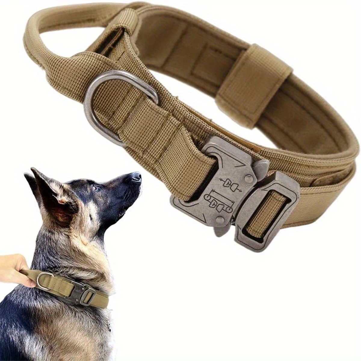 Taktisches Hundehalsband, verstellbares Haustierhalsband, Trainingshundehalsband mit robuster Metallschnalle für mittelgroße und große Hunde, Zubehör Image