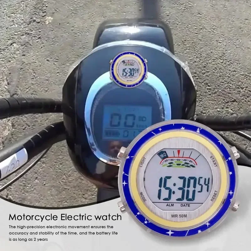 Motorrad Fahrrad uhr Universal wasserdicht Fahrrad Lenker Uhr Uhr Edelstahl Leucht uhr Motorrad Zubehör Image