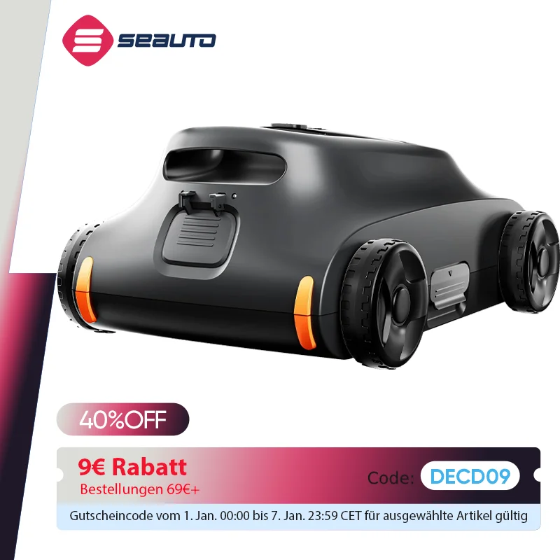 Seauto Roboter-Pool-Staubsauger, 180 Minuten, läuft bis zu 2000 Quadratfuß für oberirdische Pools, 180 W bürstenloser Motor, für flache In-Boden-Pools Image