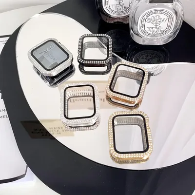 Diamant-Abdeckung für Apple Watch-Gehäuse 41 mm, 45 mm, 44 mm, 40 mm, gehärtetes Glas + Image