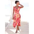 Sommerkleid BEACHTIME, Damen, Gr. 36, N-Gr, pink (pink bedruckt), Jersey, Obermaterial: 95% Viskose, 5% Elasthan, bedruckt, feminin, figurbetont ca. Mitte Wade, V-Ausschnitt, Kurzarm, Kleider, mit Zipfelsaum und Schleife, Jerseykleid, asymmetrisches...