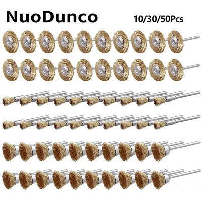 10/30Pcs Steel Wire Brush for Dremel Rotary Tool Electric Dremel Drill Bit Polishing Grinding Wheel T-shaped Brush Accessories
