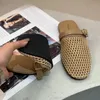 Frauen Wohnungen Mesh Hausschuhe Hohl Sandalen Weben Maultiere Frau Schuhe Sommer 2025, Trend Casual