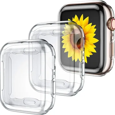 1/2PCS Klare Abdeckung Für Apple Watch Fall 45mm 41-42-40-38-44mm Voll transparente TPU Stoßstange Image