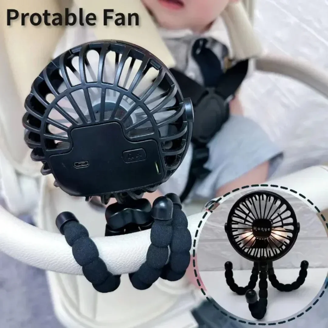 Baby Kinderwagen Fan Hand Wiederaufladbare USB Blattlose Kleine Klapp Fans Mini Ventilator Stille Tisch Outdoor Kühler Hals Fan Image