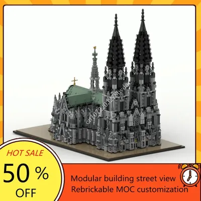 8348PCS Cologne Cathedral Modular MOC Creative street view Model Building Blocks Architecture Image