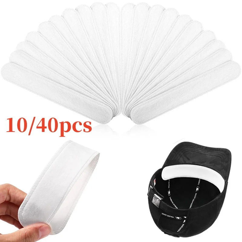 10/40 stücke Hut Schweiß Absorber Aufkleber Sommer Kappe Liner Bands Schweißband Visier Hüte Weißes Band Hut Größe Reduzierer Liner pad