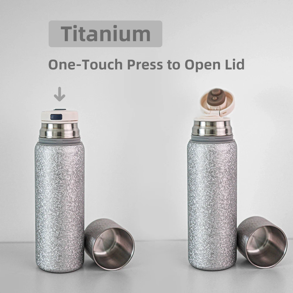 Vakuumisolierte, mit Titan beschichtete Thermoskanne aus Edelstahl 304, Teezubereitung, 430 ml, 14 Unzen, Tumbler, Thermo-Ti-Reisebecher, Tasse, Flasche Image