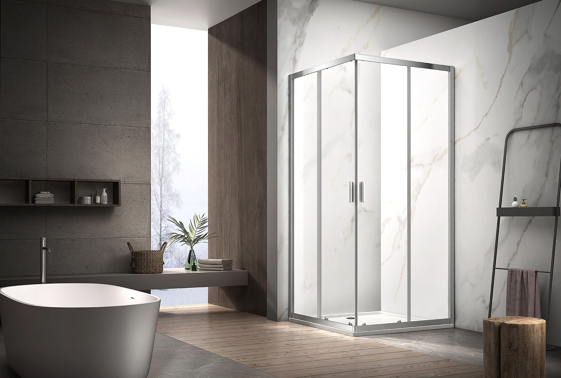 Eckdusche WELLTIME "New Summer", silber (chromfarben), B:80cm H:190cm T:80cm, Duschkabinen