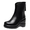 8 cm Kleine Größe 32-43 Vintage Echtes Leder Schuhe Damen Stiefeletten Winter 2025 High Heels Keile