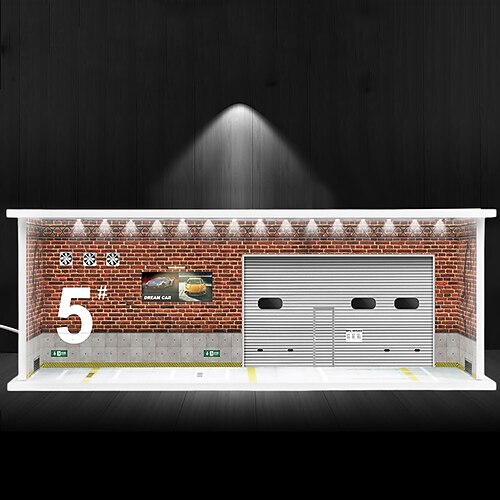Vetrina espositiva per modellini di auto in metallo pressofuso, diorama, garage, modello di parcheggio simulato, scena in miniatura, parcheggio, montaggio in PVC con cornice per esposizione di modelli di parcheggio luminosi, scatola espositiva per...