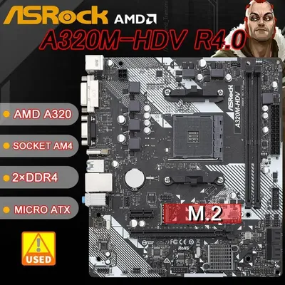 New 7+ A320 Motherboard ASROCK A320M HDV R4.0 Socket AM4 DDR4 32GB M.2 PCI-E 3.0 support R3 R5 R7 R9